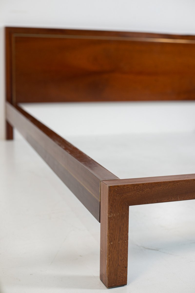 Wood & Brass Bed Frame by Balmain, 1980s