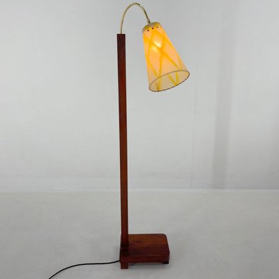 Wood & Brass Floor Lamp, Germany, 1950s-TZ-1367282