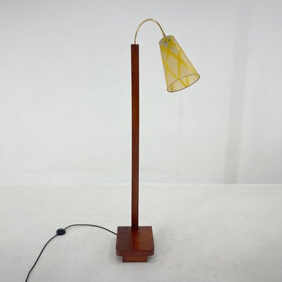 Wood & Brass Floor Lamp, Germany, 1950s-TZ-1367282