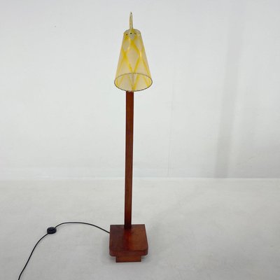 Wood & Brass Floor Lamp, Germany, 1950s-TZ-1367282