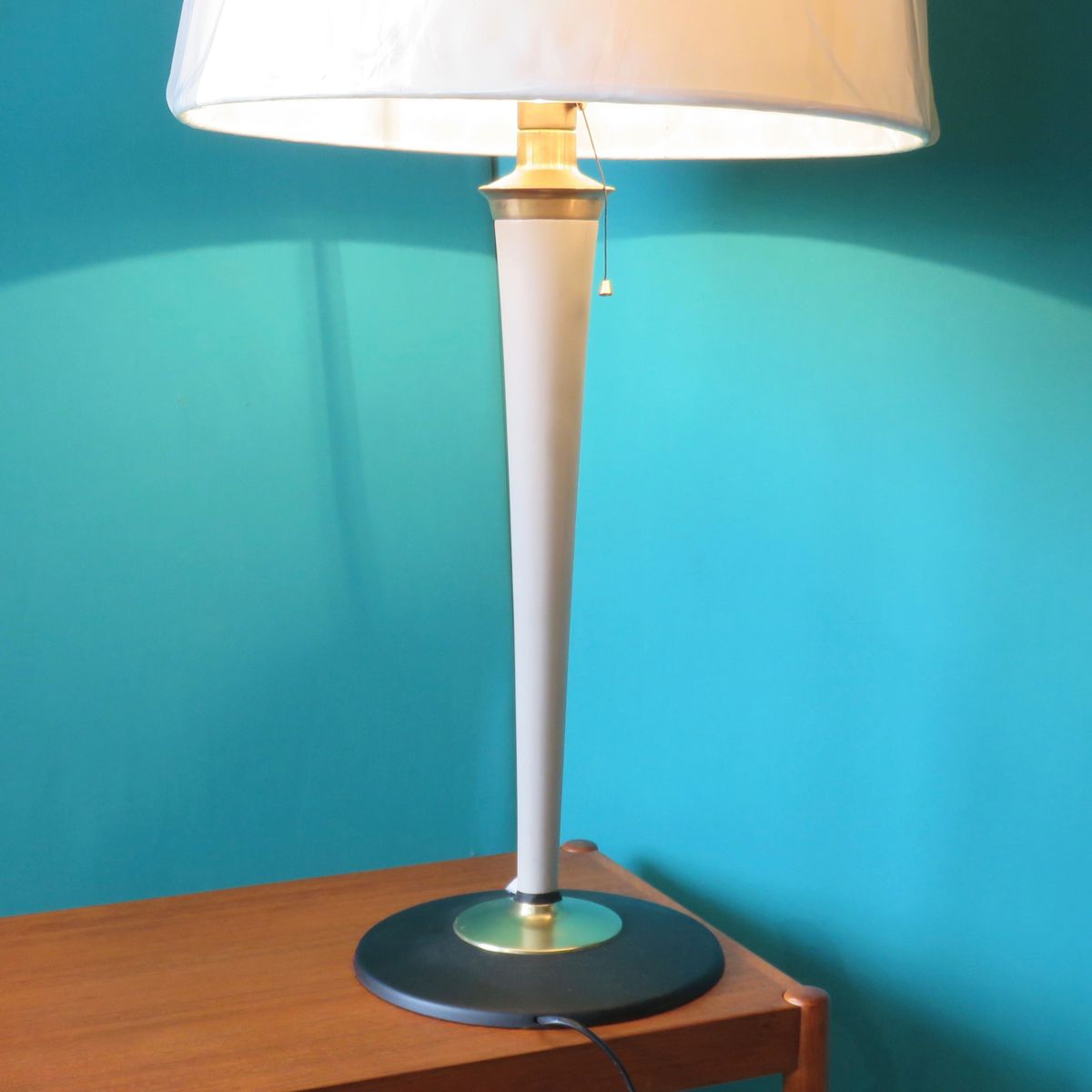 Wood & Brass Table Lamp from Mazda, 1945