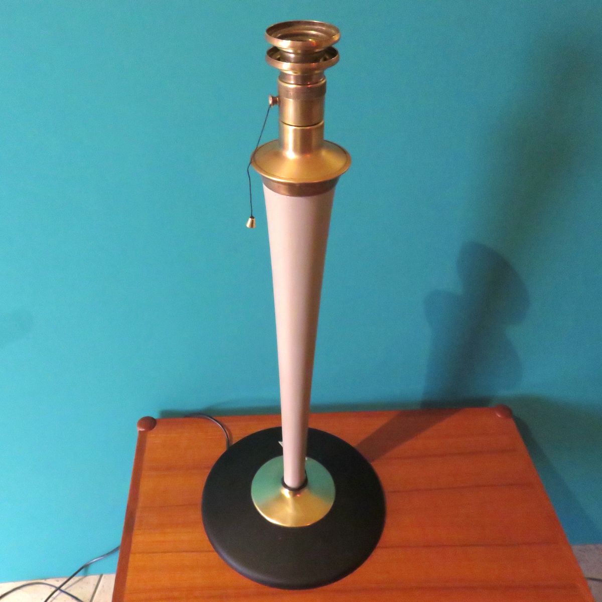 Wood & Brass Table Lamp from Mazda, 1945