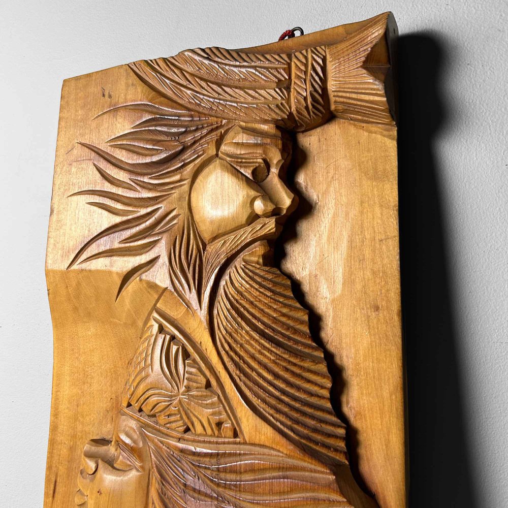 Wood-Carved Ainu Wall Decoration, Japan, 1970s