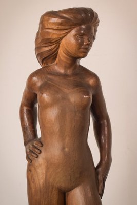 Wood Carved Female Nude with Stand-AOI-1304642