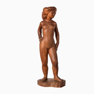 Wood Carved Female Nude with Stand-AOI-1304642