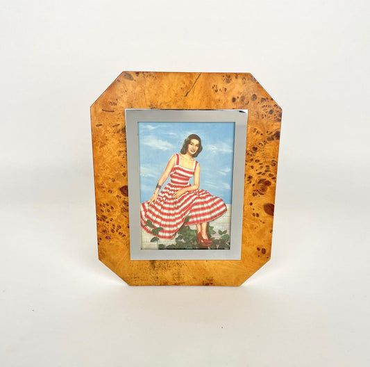 Wood Chrome & Glass Picture Frame by Felice Antonio Botta, Italy, 1970s