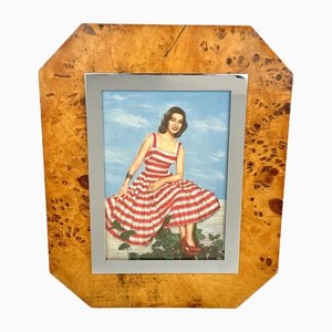 Wood Chrome & Glass Picture Frame by Felice Antonio Botta, Italy, 1970s-LYQ-1171338