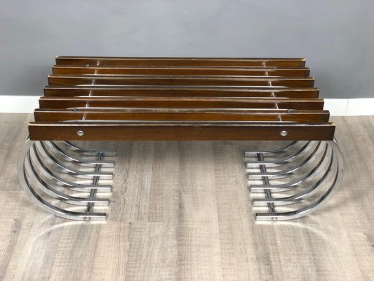 Wood, Chrome & Smoked Glass Side Coffee Table, Italy, 1970s-LYQ-1171766