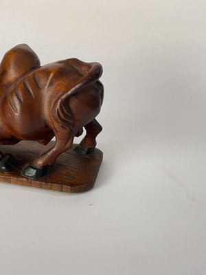 Wood Crocodile and a Bull Fighting Sculpture, France, 1930s-UR-1388929