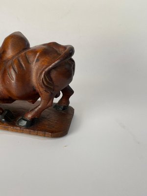 Wood Crocodile and a Bull Fighting Sculpture, France, 1930s-UR-1388929