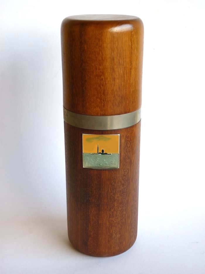 Wood, Enamel & Metal Bottle Holder by Virgilio Guidi for Spirale Arte, 1970s