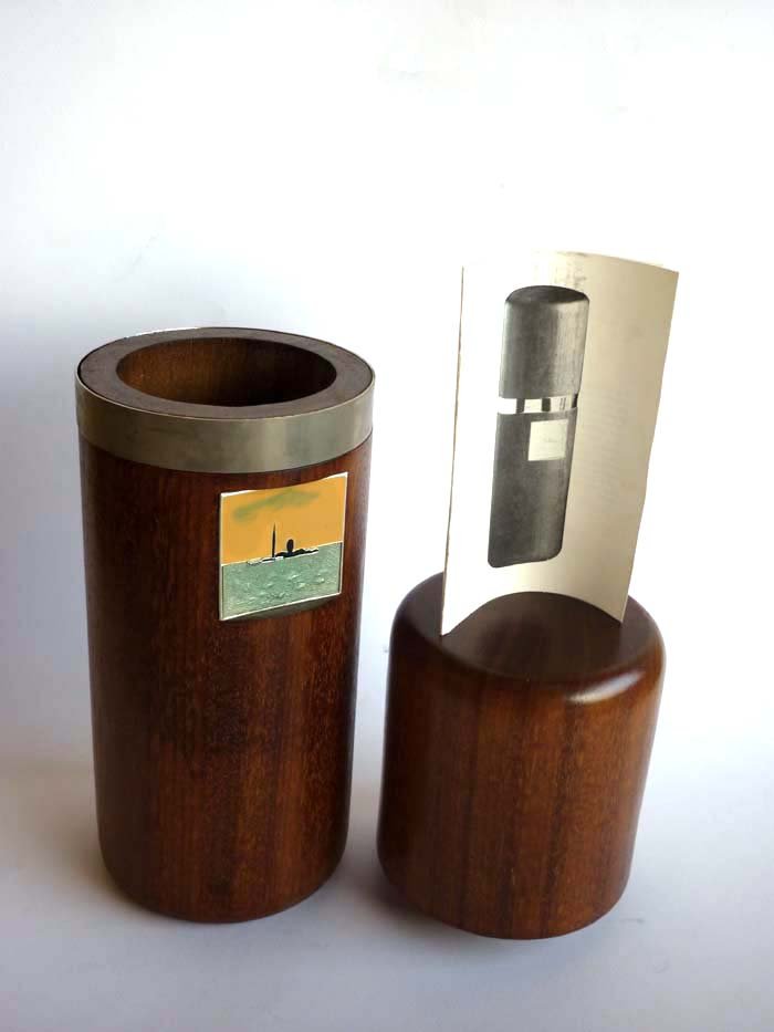 Wood, Enamel & Metal Bottle Holder by Virgilio Guidi for Spirale Arte, 1970s