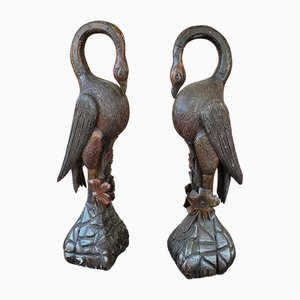 Wood Flamingos, Late 19th Century, Set of 2-KHH-2028526