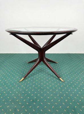 Wood Glass & Brass Coffee Table by Guglielmo Ulrich, Italy, 1950s-LYQ-1171346