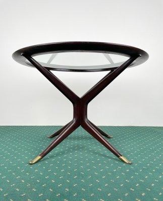 Wood Glass & Brass Coffee Table by Guglielmo Ulrich, Italy, 1950s-LYQ-1171346