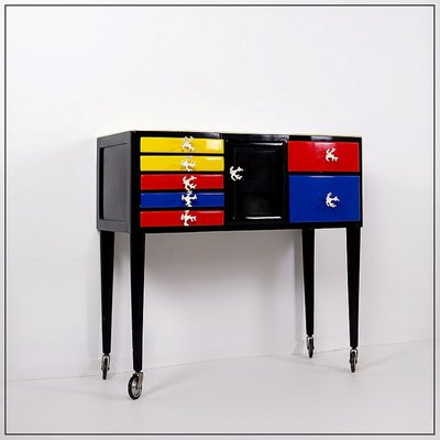 Wood Lacquerd Mondrian Colors Dental Cabinet-JG-1786521