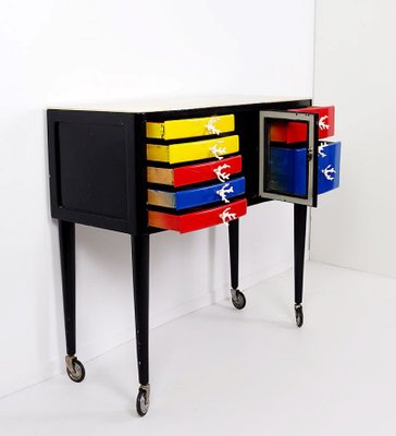 Wood Lacquerd Mondrian Colors Dental Cabinet-JG-1786521