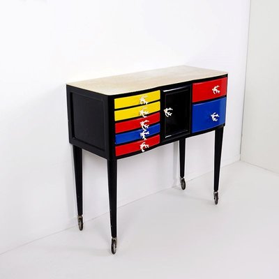 Wood Lacquerd Mondrian Colors Dental Cabinet-JG-1786521