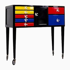 Wood Lacquerd Mondrian Colors Dental Cabinet-JG-1786521