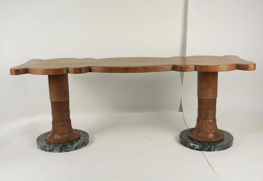 Wood & Marble Coffee Table, 1930s