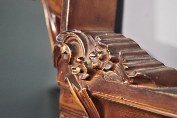 Wood Mirror with Clock, 1960s-KNM-863183