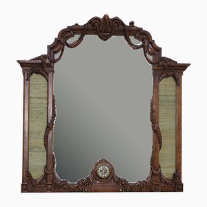 Wood Mirror with Clock, 1960s-KNM-863183