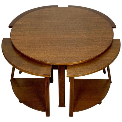 Wood Nesting Round Tables, Italy, 1970s, Set of 5-LYQ-1171584