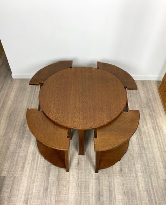 Wood Nesting Round Tables, Italy, 1970s, Set of 5-LYQ-1171584