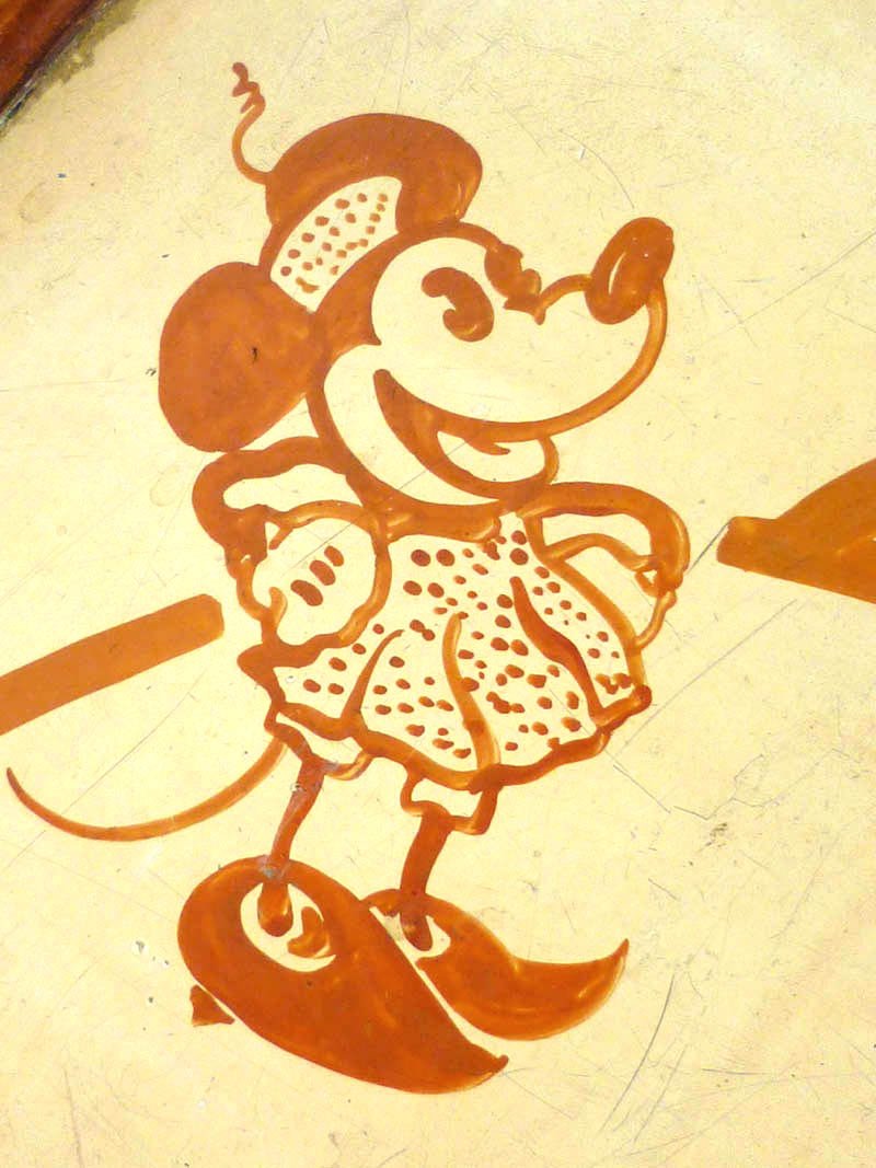 Wood & Painted Metal Mickey Mouse Tray, 1930s