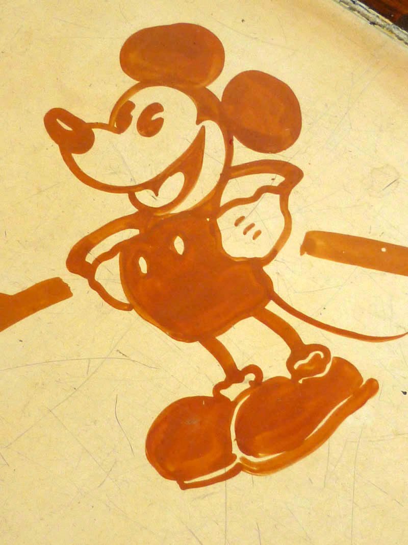 Wood & Painted Metal Mickey Mouse Tray, 1930s