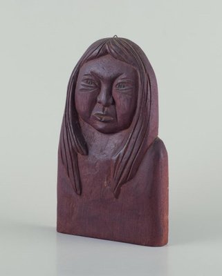 Wood Relief of Greenlandic Woman from Greenlandica, 1960s-AR-2034091