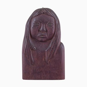 Wood Relief of Greenlandic Woman from Greenlandica, 1960s-AR-2034091