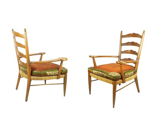 Wood & Rope Armchairs by Ico Parisi, 1949, Set of 2-RD-1730054