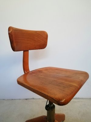 Wood Stool by Albert Stoll for Giroflex, 1960s-UIW-1154855