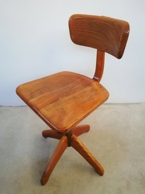 Wood Stool by Albert Stoll for Giroflex, 1960s-UIW-1154855