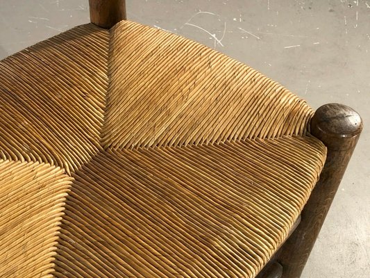 Wood & Straw Chairs by Charles Dudouyt, France, 1950s, Set of 8-NLF-960905