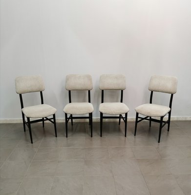 Wood & Striped Velvet Dining Chairs and attributed to Edmondo Palutari for Dassi, Italy, 1950s Set of 4-ZST-1388786