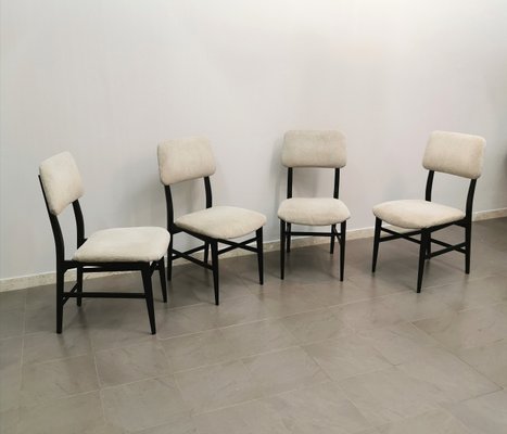 Wood & Striped Velvet Dining Chairs and attributed to Edmondo Palutari for Dassi, Italy, 1950s Set of 4-ZST-1388786