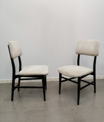 Wood & Striped Velvet Dining Chairs and attributed to Edmondo Palutari for Dassi, Italy, 1950s Set of 4-ZST-1388786