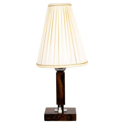 Wood Table Lamp with Fabric Shade, 1950s-SPD-1438346