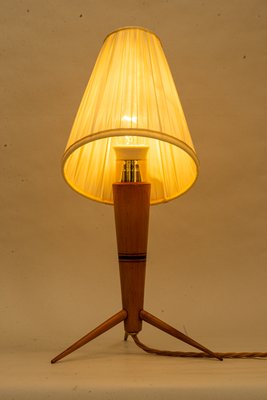 Wood Table Lamp with Fabric Shade, 1950s-SPD-1415066