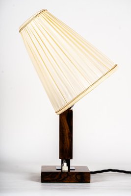 Wood Table Lamp with Fabric Shade, 1950s-SPD-1438346