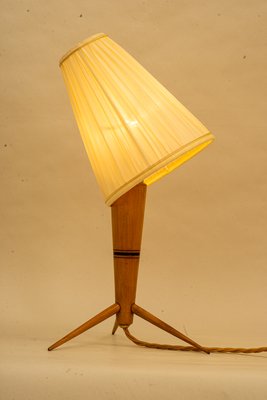 Wood Table Lamp with Fabric Shade, 1950s-SPD-1415066