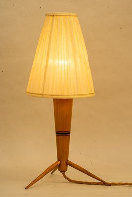 Wood Table Lamp with Fabric Shade, 1950s-SPD-1415066