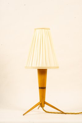 Wood Table Lamp with Fabric Shade, 1950s-SPD-1415066