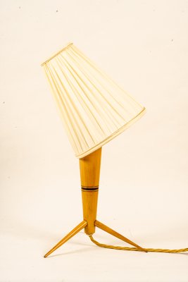 Wood Table Lamp with Fabric Shade, 1950s-SPD-1415066