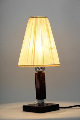 Wood Table Lamp with Fabric Shade, 1950s-SPD-1438346