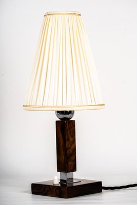 Wood Table Lamp with Fabric Shade, 1950s-SPD-1438346