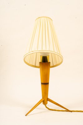 Wood Table Lamp with Fabric Shade, 1950s-SPD-1415066