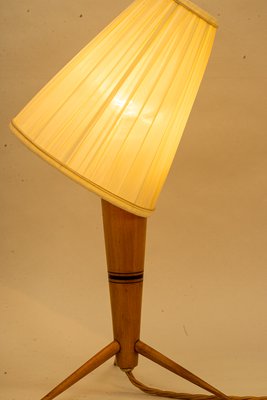 Wood Table Lamp with Fabric Shade, 1950s-SPD-1415066